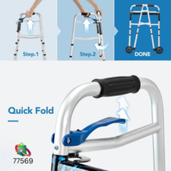 HEALTHLINE 2 Wheel Walker for Seniors & Adults – Deluxe Lightweight Foldable Wal