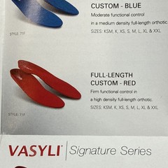 VASYLI CUSTOM Full length red HIGH DENSITY ORTHOTICS INSOLE ARCH SUPPORT Medium