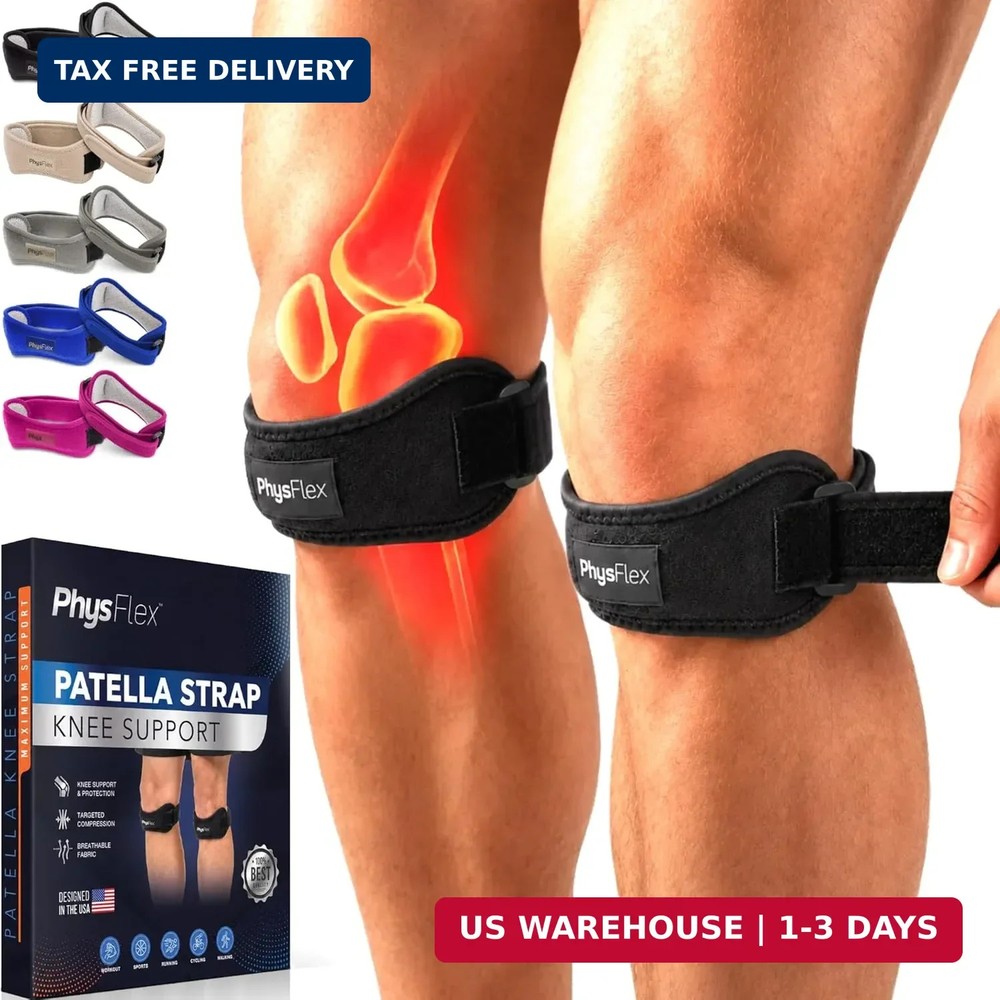 PhysFlex 2 Pack Patellar Tendon Support Strap – Knee Brace for Pain Relief, Pate