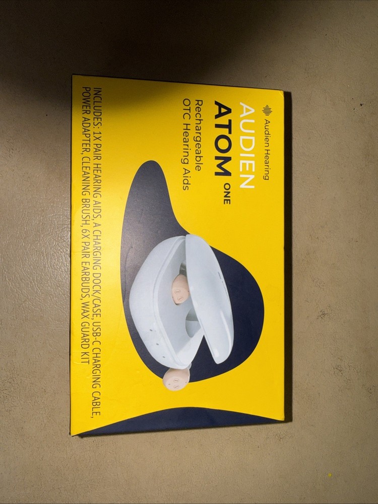 Audien Atom One OTC Hearing Aids Wireless, Rechargeable, Beige SEALED-B2