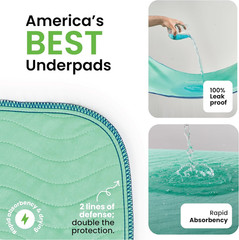 Washable Underpads 34″x52″ – Heavy Absorbency Reusable Incontinence Pads (4 Pack