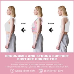 Posture Corrector for Women and Men,4 In 1 Adjustable Full Back Large, Pink