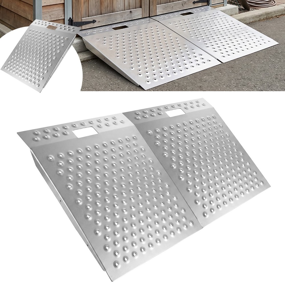 29″ x 48″ Shed Ramp 1500LB Capacity Anti-Slip Punch Plate Ramp for ATV (2PC)