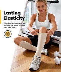 PULIOU Cooling Compression Socks for Women Men,20-30 mmHg Small-Medium, Beige