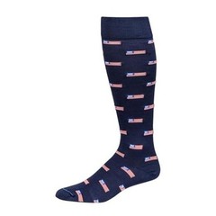 Cotton Patterned Over the Calf Dress Socks, Knee 8-12 American Flag on Navy