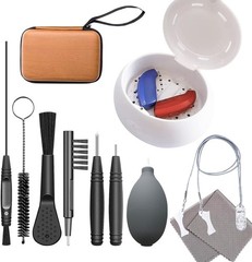 Hearing Aid Cleaning Kit, 10-Piece Earwax Removal Tools, Rechargeable Drying