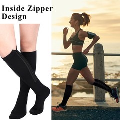 Tarpop 4 Pair Zipper Compression Socks Closed Toe 20-30 Mmhg XX-Large, Black