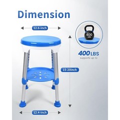 360° Rotating Shower Stool Adjustable Height Portable Bath Seat W/ Storage New
