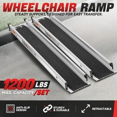 3.45-6ft Adjustable 600lbs Aluminum Alloy Black Access Ramp Wheelchair Ramp 2pcs