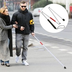 Folding Aluminum Walking Cane For Blind – 4-Section Reflective Red Lightweight