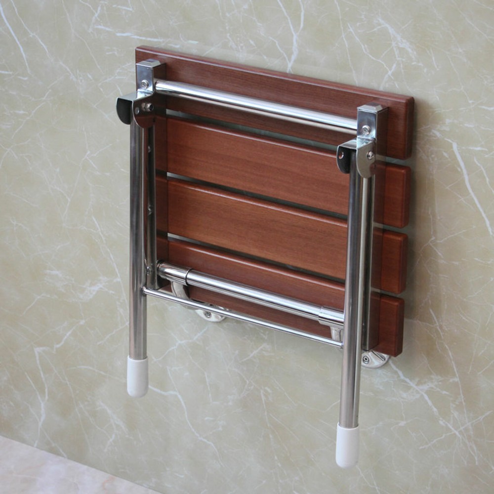 14.9″x12.2″ Folding Shower Seat – Wall Mounted Solid Wood Fold Down Spa Bench