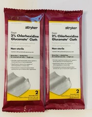 20 Stryker Sage 2% Chlorhexidine Gluconate Cloths – 20 pks of 2 each