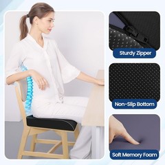 Versatile Memory Foam Cushion for Office, Car & Travel – Removable Black Cover