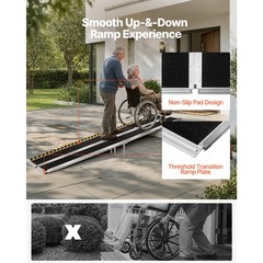 Uimoso 10FT Portable Aluminum Folding Ramp for Wheelchairs, Non-Slip 800lbs Load