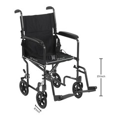 McKesson Transport Wheelchair Aluminum 19″ W up to 300 lbs 1 Ct