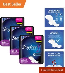 All-in-One Ultra Thin Overnight Pads for Women – 120 Count Pack, Leak Protection