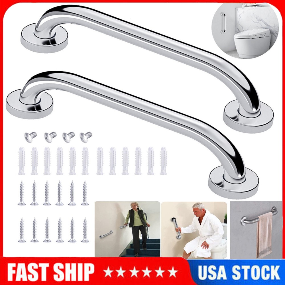 2 PACK Grab Bar Stainless Steel Bath Bathroom Safety Handicap Hand Rail Support