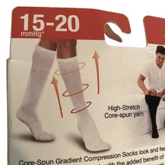 Therafirm White M Core-Spun Gradient Compression Socks 15-20 mmHg