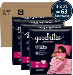 Goodnites Girls‘ Nighttime Bedwetting Underwear, Size Extra Large (95-120 Lbs),
