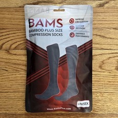 Bams Bamboo Plus Size Black Compression Long Socks (3XL) XXXL Unisex