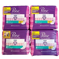 4x Poise Fresh Protection #3 Light Regular Absorbency Pads – 30 Ct Ea Pack New