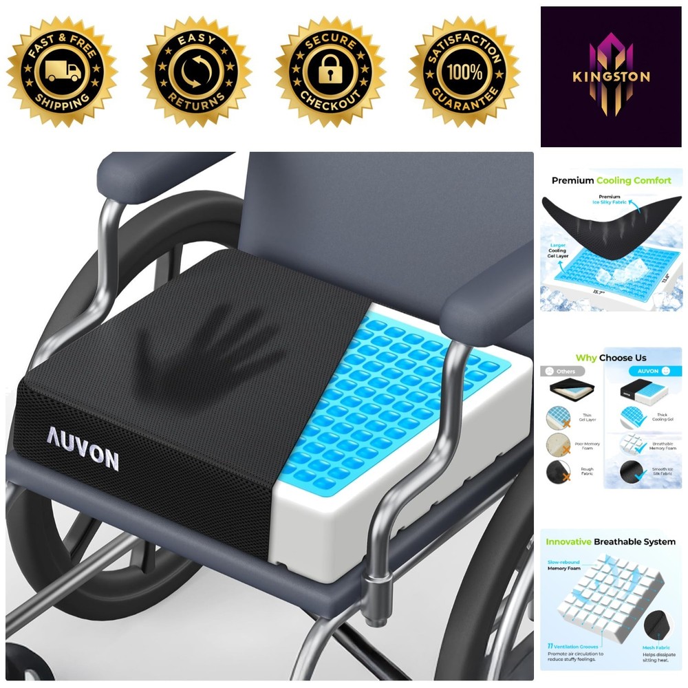 X-Large Cooling Gel Seat Cushion – Ideal for Back Pain Relief & Comfort