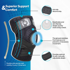Knee Sleeve Compression Brace Support Meniscus Sport Joint Pain Arthritis Relief