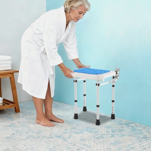 Shower Folding Seat Wall Mount Height-Adjustable Shower Foldable Shower Seat