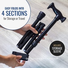 DMI Adjustable Folding Cane with Ergonomic Handle, Pack of 1, Black