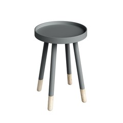 Lavish Home Round End Table – Wooden Mid-Century Modern Side Table Tray Top And