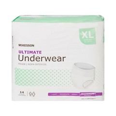 McKesson Adult Disposable Cloth Underwear Maximum Absorbency – Size XL 56 Count