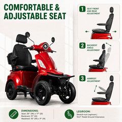 Heavy Duty 4-Wheel Mobility Scooter for Adults & Seniors, 1000W Motor 500 Lbs Ca