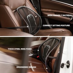 Car Seat Back Support Breathable Mesh Back Lumbar Support Cushion w/Massage Bead
