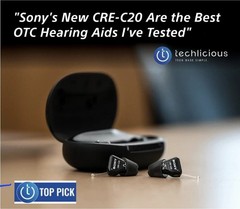 Sony CRE-C20 Self-Fitting OTC ITC Rechargeable Hearing Aids Black w/ Case