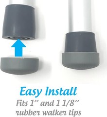 DELUXE Tuffcovers Walker Glide Caps – 2 Pairs (Gray)