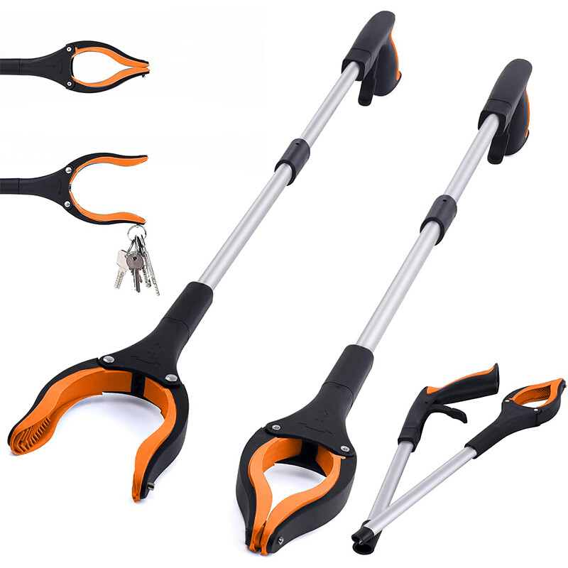 Foldable Reacher Grabber Tool Rotating Jaw & Magnet Trash Picker Heavy Duty