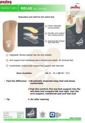 Pedag Relax 128 orthotic insole, leather, over pronation and flat feet support