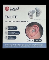 Lucid Hearing- OTC Enlite Deluxe Hearing Aids Clear w/ UV Sanitizer & Dryer NEW