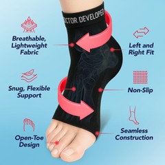 Dr. Arthritis Ankle Brace, Lightweight Foot Sleeve for X-Large, Black