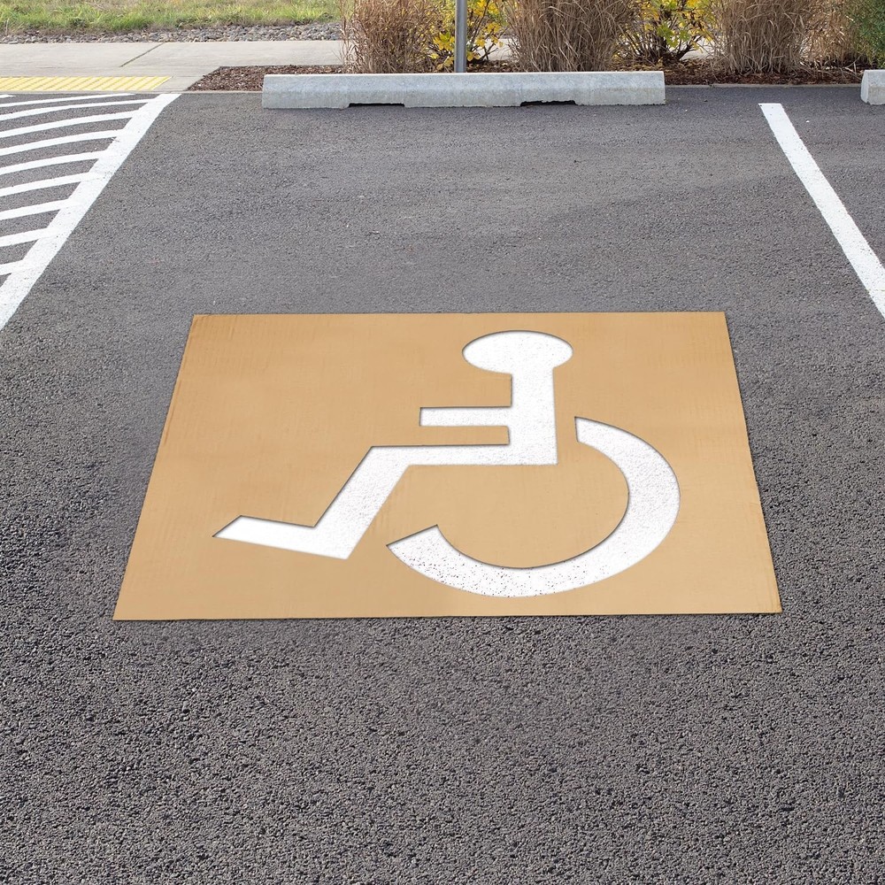 Handicap Stencil for Parking, 31.5×25.2in Reusable Parking Lot Template Handi