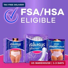 Always Discreet Adult Incontinence Pads for Women, Drier, 4 Drop Long Length, Mo