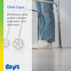 Walker Glide Caps, Pack of 4, Tips for Walkers to Help Smoothly Walk on Indoor