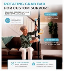 Stander Wonder Transfer Pole. Black. Double Grab Bars.Tension Mount No Drilling