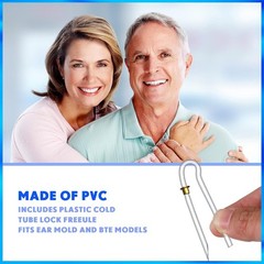 Hearing Aid Tubes Replacement 12 Pack Clear Gold Lock Earmold Tubing