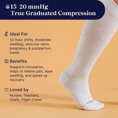 Graduated Compression Knee High Socks 15-20mmHg – Soft Cotton, Breathable, Unise