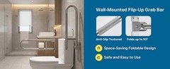 26-Inch Foldable Toilet Grab Bar – 90° Flip-Up Design, Premium 304 Stainless