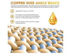 Pair of Modvel Copper Ankle Compression Sleeve Breathable Odor-Free Size Small