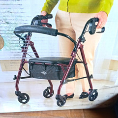 Medline 4-Wheel Rollator Walker With Seat, Burgundy, Adult/Senior