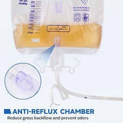 10Pcs Large Urinary Drainage Bag with Anti-Reflux Chamber 2000ml Capacity USA