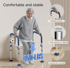 Adjustable Toilet Safety Frame Padded Armrests Foldable 350LB Elderly Support